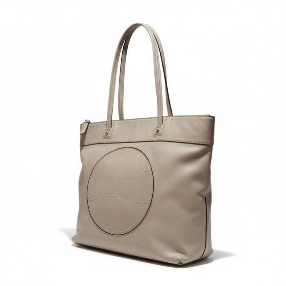 Coach Handbags - Coach Laura Beige/Taupe w Lilac Interior Leather Tote Bag